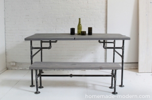 If you're a little more adventurous--how about tackling this industrial table from plumbing fittings and knotty pine?